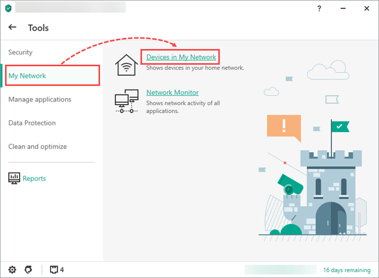 Viewing the devices connected to your wireless network in Kaspersky Security Cloud 19