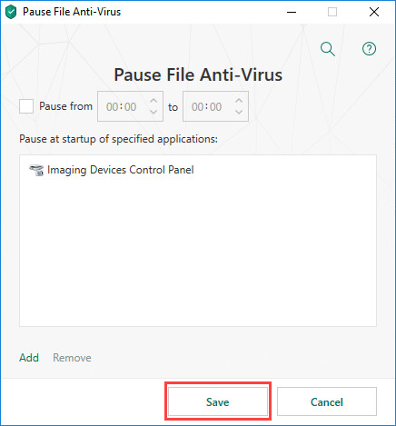 Adding an application that File Anti-Virus will not scan in Kaspersky Internet Security 19