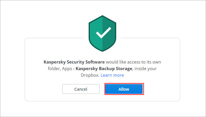 Granting Kaspersky Security Software access to Dropbox