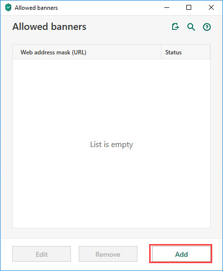 Blocking a banner with Kaspersky Total Security 20
