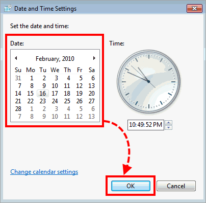 Changing a system date in Windows Vista / Windows 7