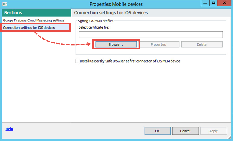 Mobile devices section properties