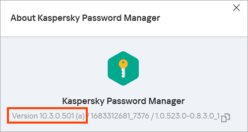 Viewing the version of Kaspersky Password Manager for Windows