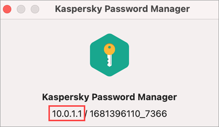 Viewing the version of Kaspersky Password Manager for Mac