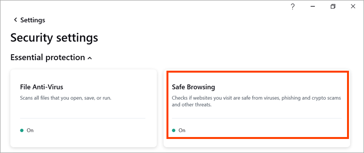 Enabling the “Safe Browsing” component