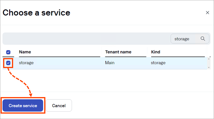 Adding a new storage to active services.
