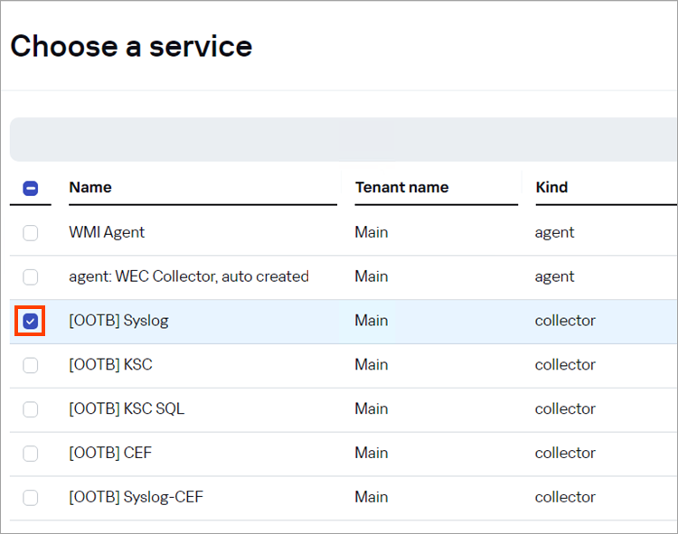 Selecting an existing [OOTB] Syslog collector.