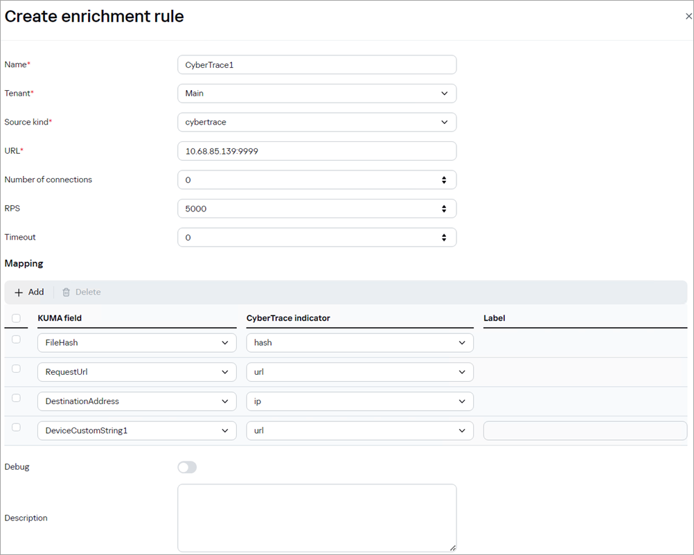 Creating an enrichment rule.