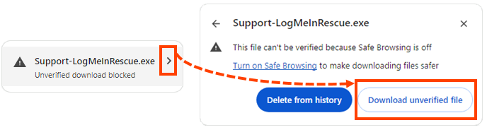 Confirmation to download unverified file.