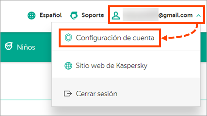 Cómo abrir Account settings (Configuración de la cuenta) en My Kaspersky