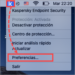 Abrir la configuración de Kaspersky Endpoint Security 11 for Mac
