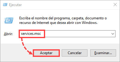 Ir a los servicios de Windows 10