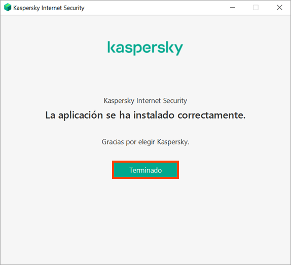 Haga clic en Listo para iniciar Kaspersky Internet Security