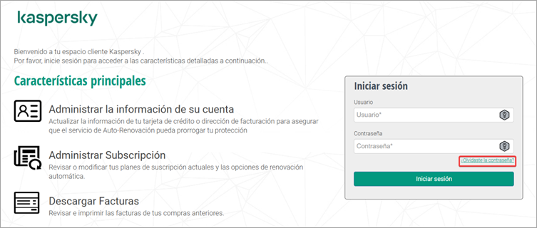 Pantalla de inicio de sesión del portal del cliente de Nexway.