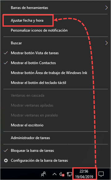 Continuar con la configuración de fecha y hora en Windows 10