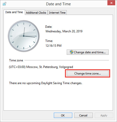 Continuar con la selección de una zona horaria en Windows 8, 8.1