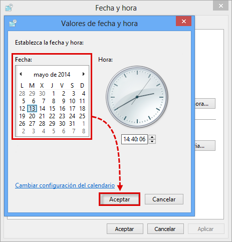 Configuración de fecha y hora en Windows 8, 8.1