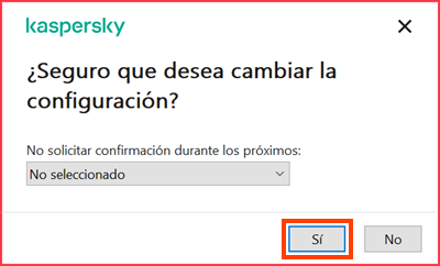 The confirmation window in a Kaspersky application