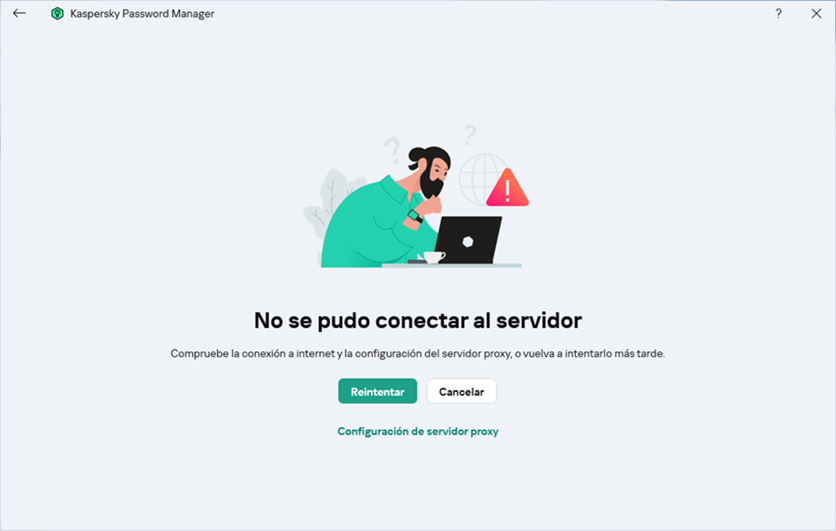 Error de conexión con el servidor en Kaspersky Password Manager