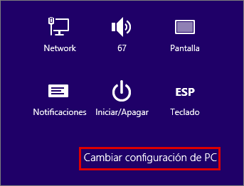Cambiar la configuración del PC en Windows 8, 8.1.