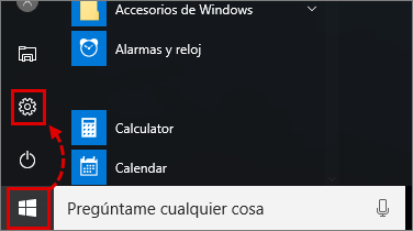 Abrir la configuración en Windows 10.