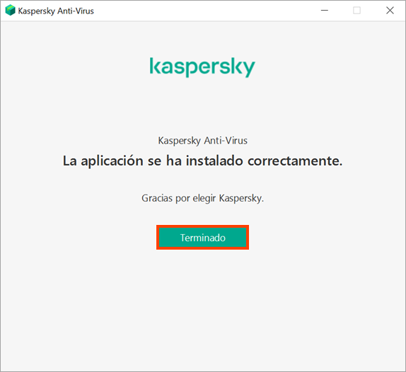 Haga clic en Listo para iniciar Kaspersky Security Cloud.