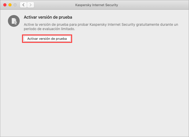 Aplicar la licencia de prueba a Kaspersky Internet Security para Mac