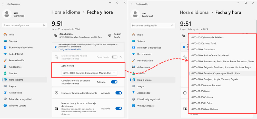 Formato 24 fashion horas windows 10