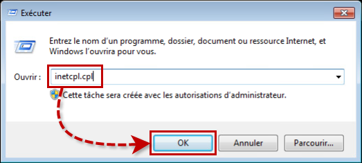 Ouvrir inetcpl.cpl.
