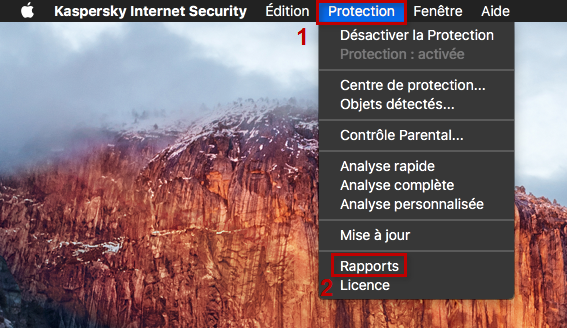 Image : ouvrir les rapports depuis la barre de menu OS X