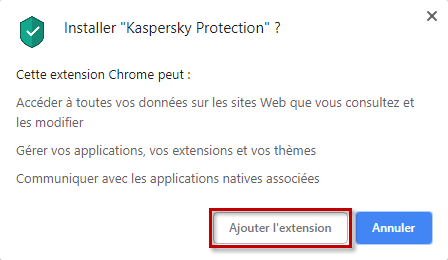 Installer l'extension Kaspersky Protection dans Google Chrome
