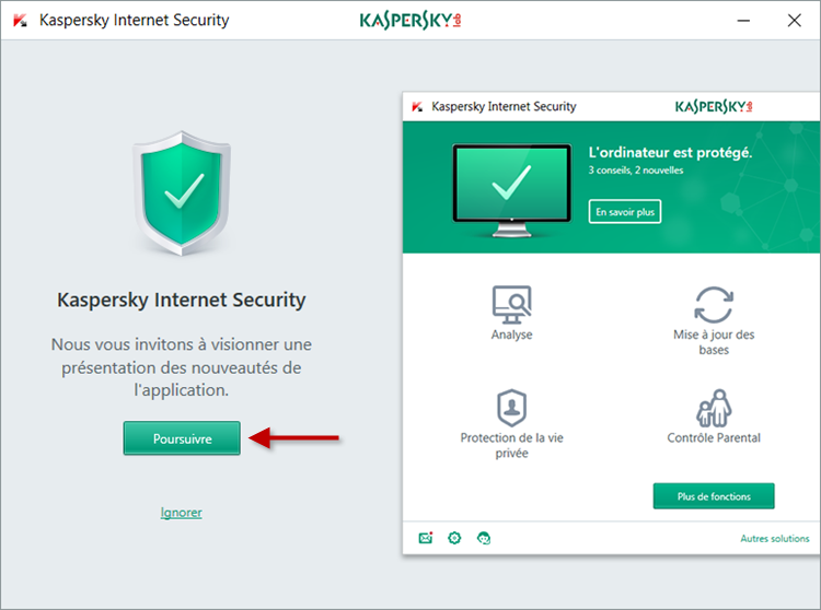 Image : aperçu des fonctionnalités de Kaspersky Internet Security 2018