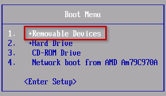 Configurer le démarrage à partir des supports USB dans le Boot Menu