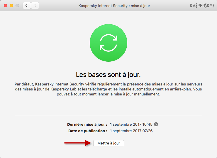 Image : lancez la mise à jour de Kaspersky Internet Security 18 for Mac