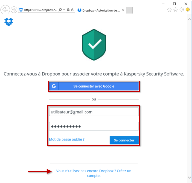 Image : connectez Kaspersky Total Security 2018 à votre compte Dropbox