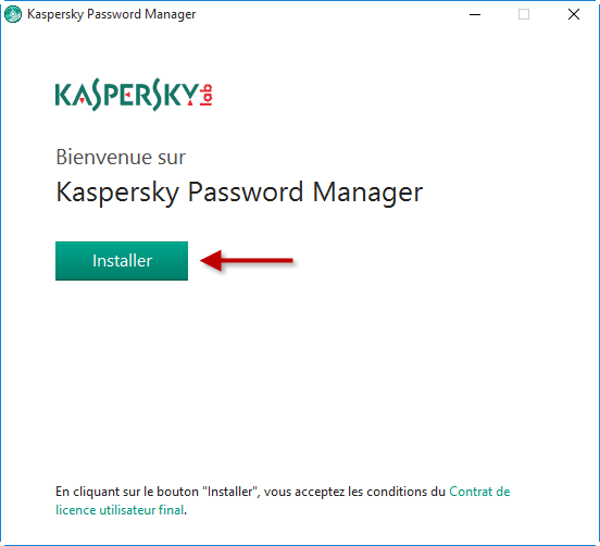 Image : lancez l'installation de Kaspersky Password Manager
