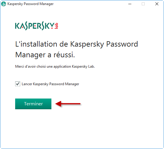 Image : Kaspersky Password Manager a bien été installé