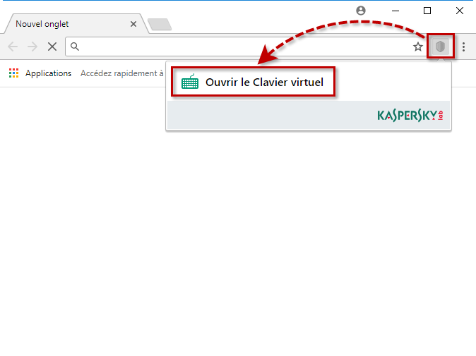 Lancez le Clavier virtuel depuis l'extension Kaspersky Protection dans le navigateur