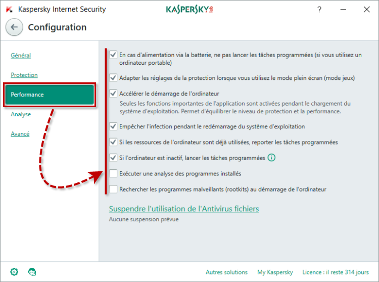 Ouvrir les paramètres de l'application de Kaspersky