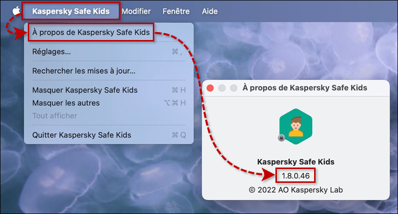Consultez le numéro de version de Kaspersky Safe Kids pour Mac.