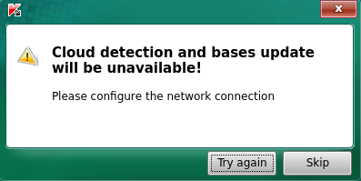 Avertissement « Cloud detection and bases update will be unavailable » dans Kaspersky Rescue Disk 18
