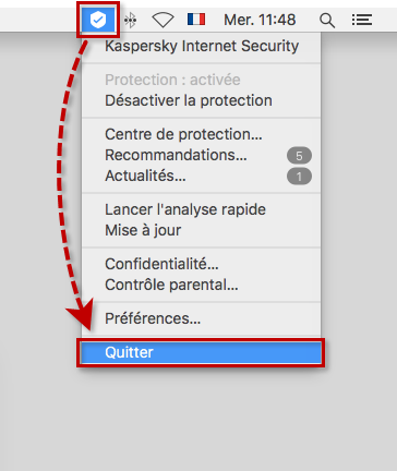 Quitter Kaspersky Internet Security 19 for Mac