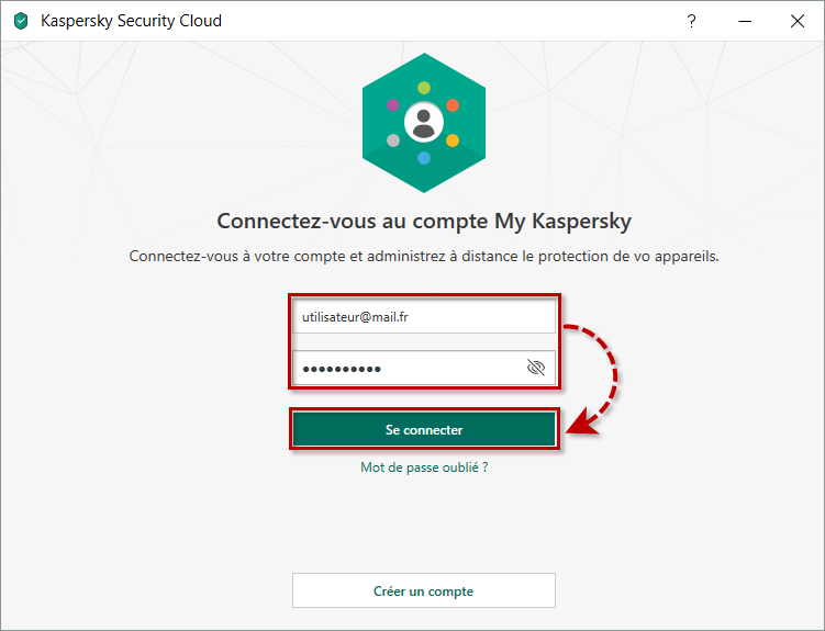 Se connecter à votre compte My Kaspersky dans Kaspersky Security Cloud 19