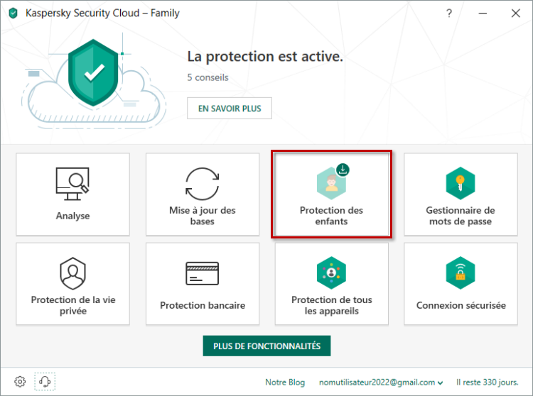 Passer à l'installation de Kaspersky Safe Kids dans Kaspersky Security Cloud 19