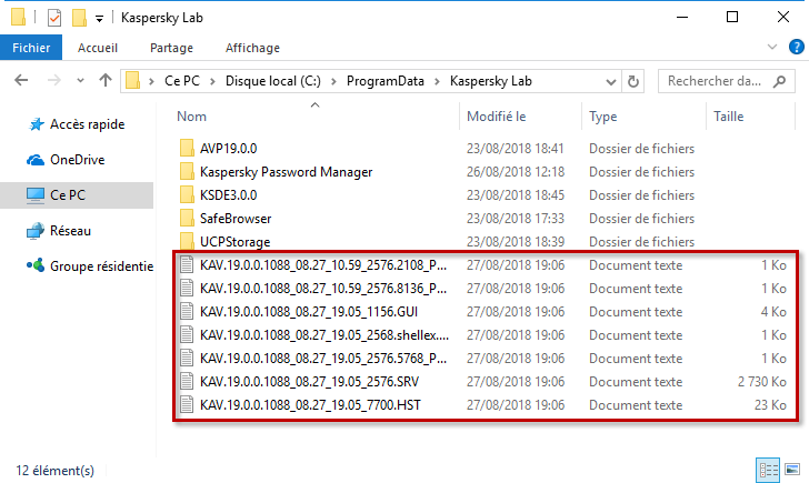 Emplacement des fichiers de traces de Kaspersky Security Cloud 19