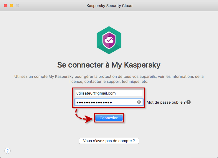 Connexion de Kaspersky Security Cloud 19 for Mac à My Kaspersky