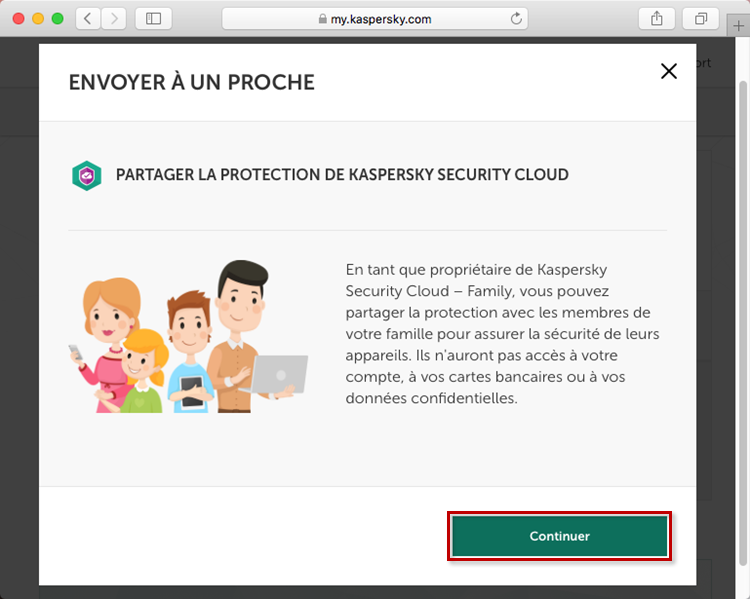 Confirmer le partage de la protection Kaspersky Security Cloud 19 for Mac avec un autre utilisateur