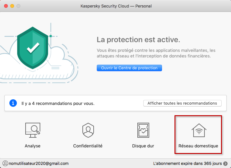 Consulter les appareils connectés au réseau domestique depuis Kaspersky Security Cloud 19 for Mac