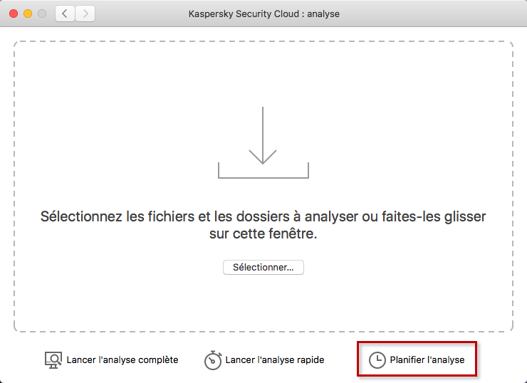 Planifier l'analyse dans Kaspersky Internet Security 19 for Mac