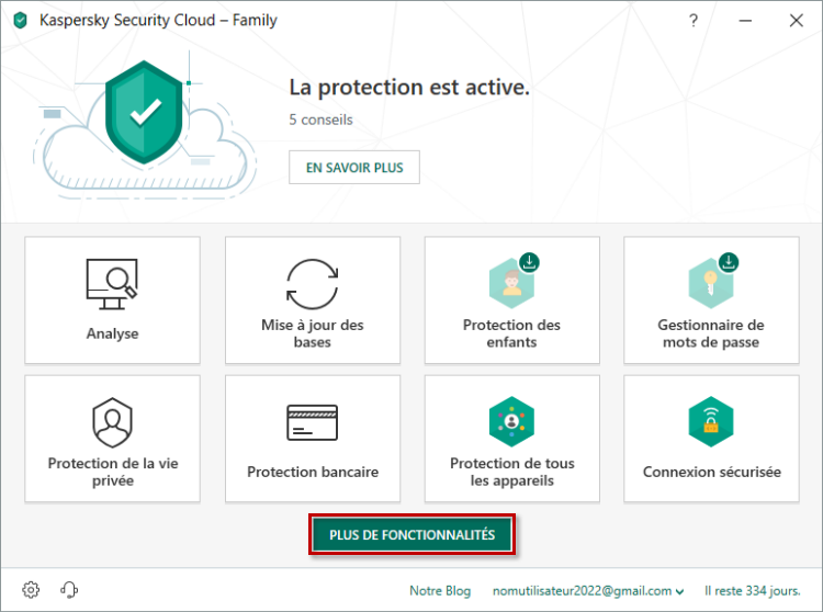 Accéder aux outils dans Kaspersky Security Cloud 19 